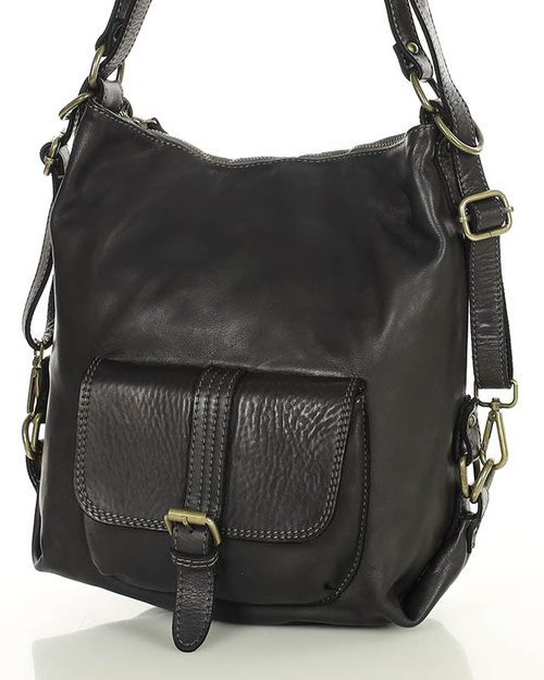 Torba skórzana dla wymagających z opcją plecak old school leather bag - MARCO MAZZINI czarny
