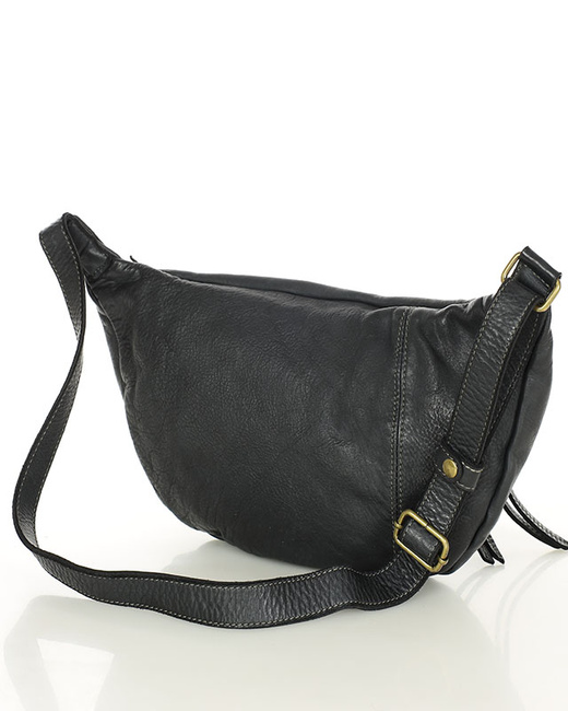 Uniwersalna torebka nerka półksiężyc crossbody runway - skóra naturalna Marco Mazzini czarny