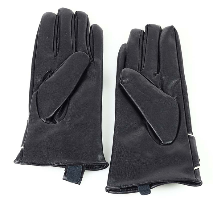 Rękawiczki damskie ŚCIAGANE SZNURECZKIEM W KOKARDE czarne