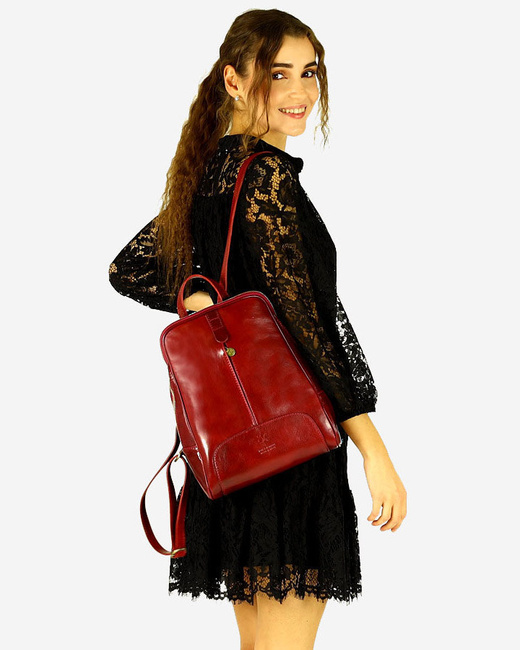 Plecak skórzany włoski MAZZINI - Capri czerwony