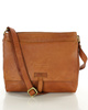 Torebka skórzana listonoszka damska messenger bag - MARCO MAZZINI brąz koniak