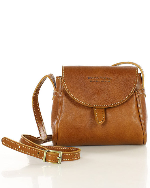 Mini torebka na telefon i portfel ze skóry pouch bag - MARCO MAZZINI camel