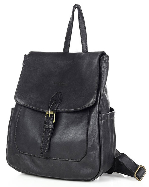 Plecak skórzany handmade z kieszeniami - MARCO MAZZINI czarny