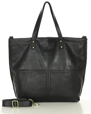 Torebka skórzana czarna duża typu shopper  - MARCO MAZZINI