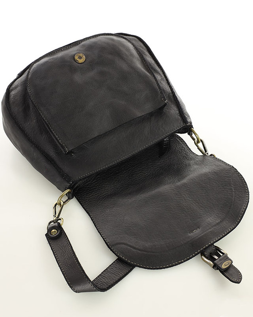 Torebka vintage retro skórzana listonoszka saddle bag - MARCO MAZZINI czarna