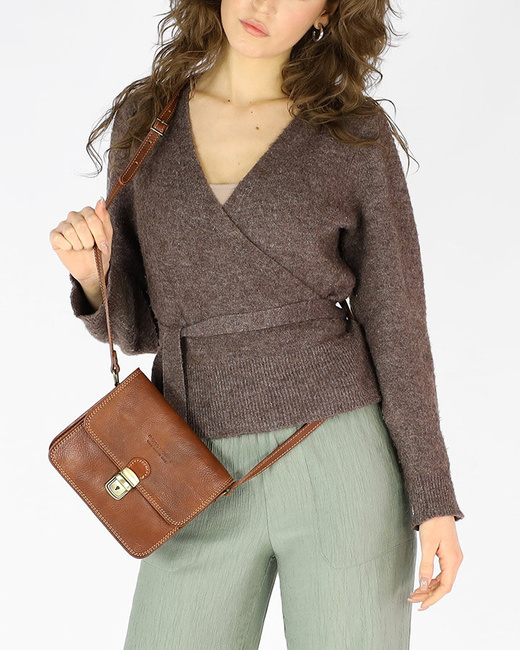 Torba skórzana kwadratowa premium Florence bag - MARCO MAZZINI brązowa