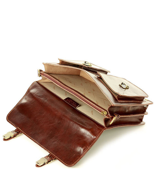 Teczka męska vintage handmade MARCO MAZZINI - skóra naturalna - CIRO Classic brązowa