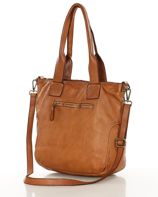 Torebka miejska skórzana w harmonii z naturą MARCO MAZZINI brąz camelowy