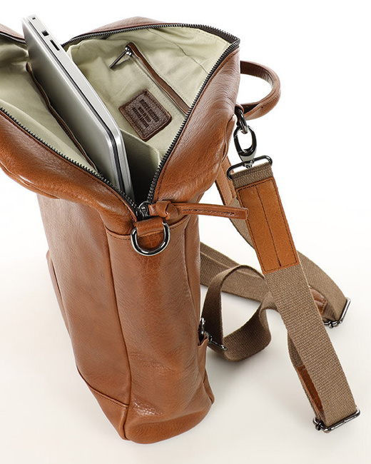 Elegancki plecak damski duży torba skórzana premium MARCO MAZZINI kamelowy