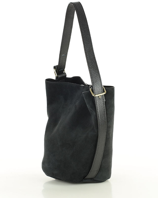 Torebka damska worek hobo bag skóra naturalna - MARCO MAZZINI czarna