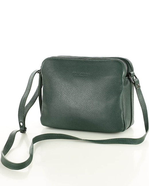 MARCO MAZZINI Torebka skórzana crossbody listonoszka dwie komory zielony forest