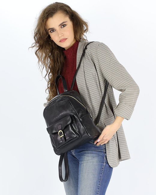 Elegancki plecak damski skórzany premium MARCO MAZZINI brązowy