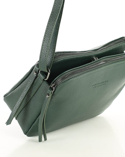 MARCO MAZZINI Torebka skórzana crossbody listonoszka dwie komory zielony forest