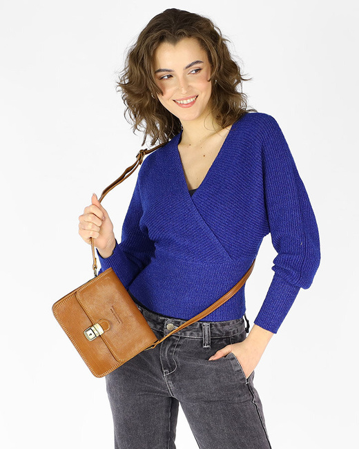 Torba skórzana kwadratowa premium Florence bag - MARCO MAZZINI camelowa