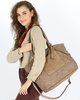 Oryginalna torebka pleciona damska skórzany shopper bag - MARCO MAZZINI beż taupe