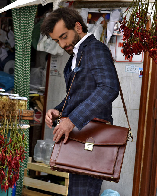 Teczka męska brąz classic LORIS