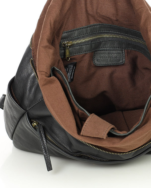 Kultowy plecak damski czarny skórzany na laptopa - MARCO MAZZINI czarny