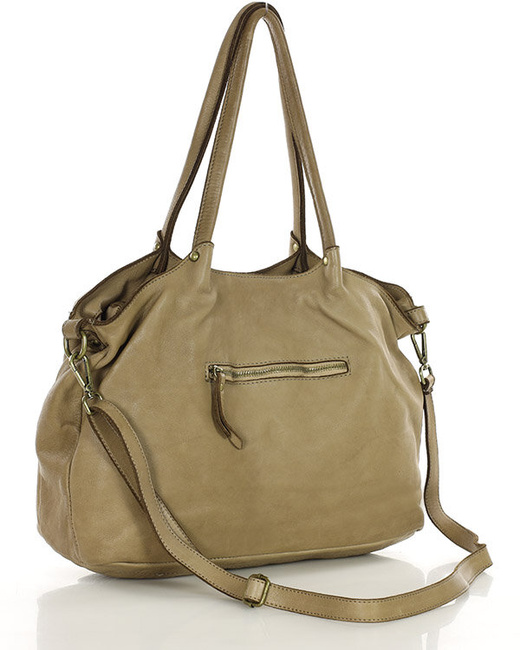MARCO MAZZINI Torebka skórzana shopper bag ispirato dalla natura beżowy taupe