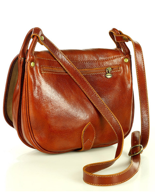 Duża włoska torebka listonoszka typu saddle bag MARCO MAZZINI - Toscania Classico camel