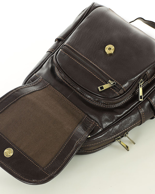 Plecak skórzany damski perfekcyjna organizacja - MARCO MAZZINI brąz