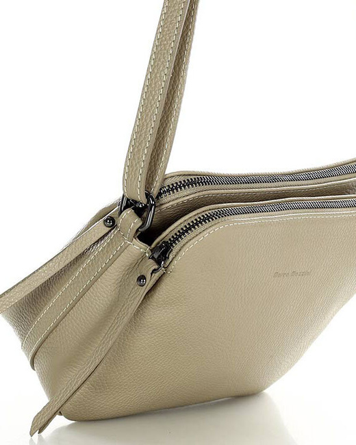 Torebka skórzana crossbody listonoszka dwie komory - MARCO MAZZINI beż cappuccino