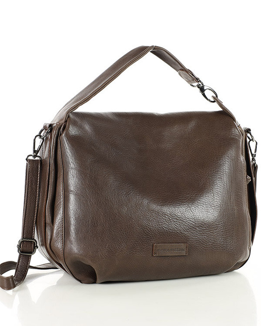 Luksusowa torebka do ręki skórzana damska premium MARCO MAZZINI czekoladowy brąz