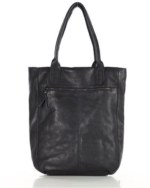 Duża torba shopper z przegródkami skóra naturalna - MARCO MAZZINI czarny