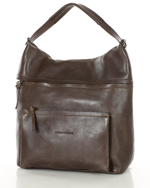 Ekskluzywna torebka skórzana premium z kieszonkami MARCO MAZZINI czekoladowy brąz