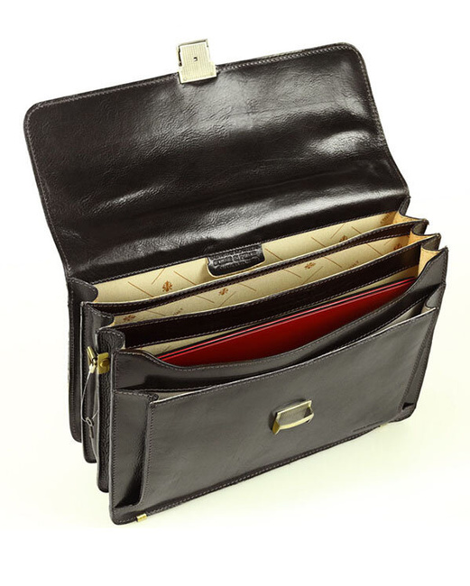 Teczka męska skórzana MARCO MAZZINI handmade - ROBERTO Classic czarna