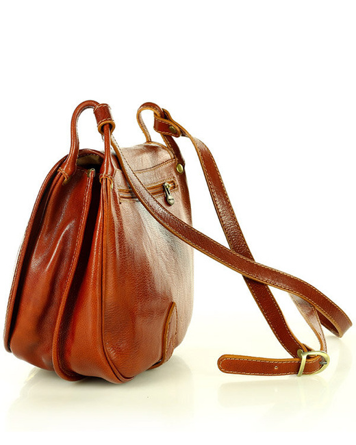 Duża włoska torebka listonoszka typu saddle bag MARCO MAZZINI - Toscania Classico camel