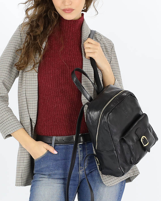 Elegancki plecak damski skórzany premium MARCO MAZZINI brązowy