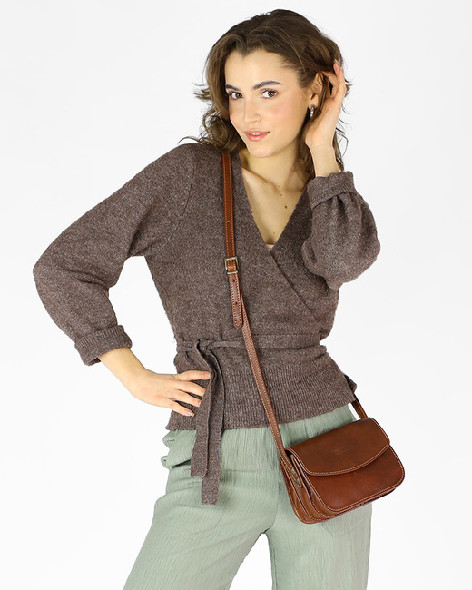 Torba skórzana przez ramię made in Toscana - MARCO MAZZINI brązowa