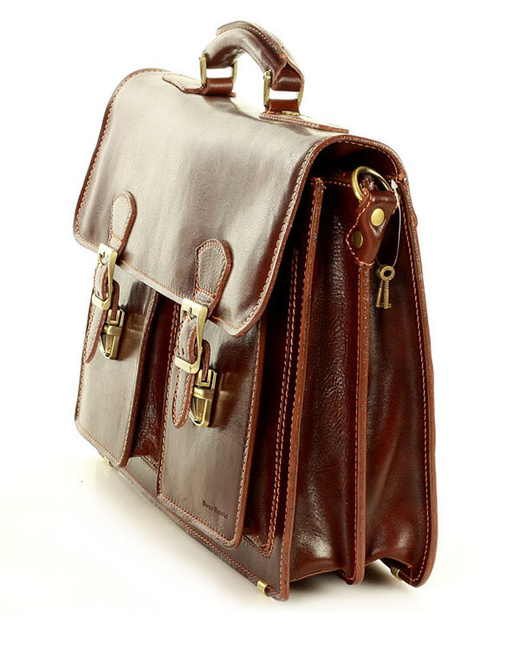 Teczka męska vintage handmade MARCO MAZZINI - skóra naturalna - CIRO Classic brązowa