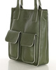 Torebka shopper z kieszeniami MAZZINI - Ravenna militarny zielony
