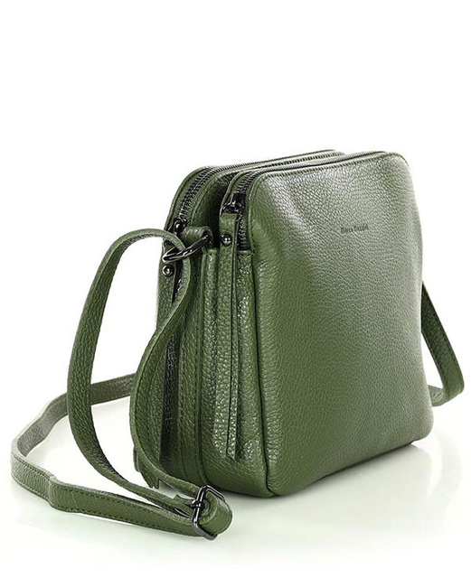 Torebka skórzana crossbody listonoszka dwie komory - MARCO MAZZINI militarny zielony