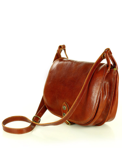 Duża włoska torebka listonoszka typu saddle bag MARCO MAZZINI - Toscania Classico camel