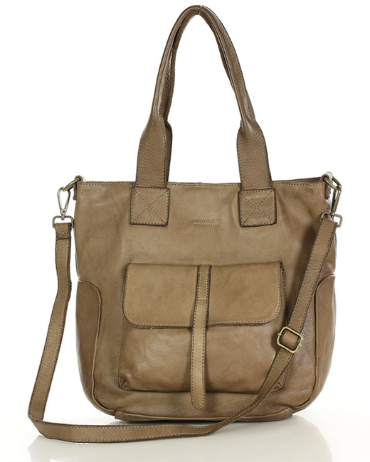 Torebka miejska skórzana w harmonii z naturą - MARCO MAZZINI beżowa