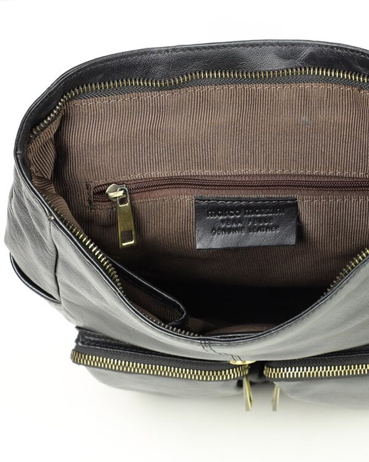 Damski plecak miejski skórzany A4 retro style - MARCO MAZZINI czarny