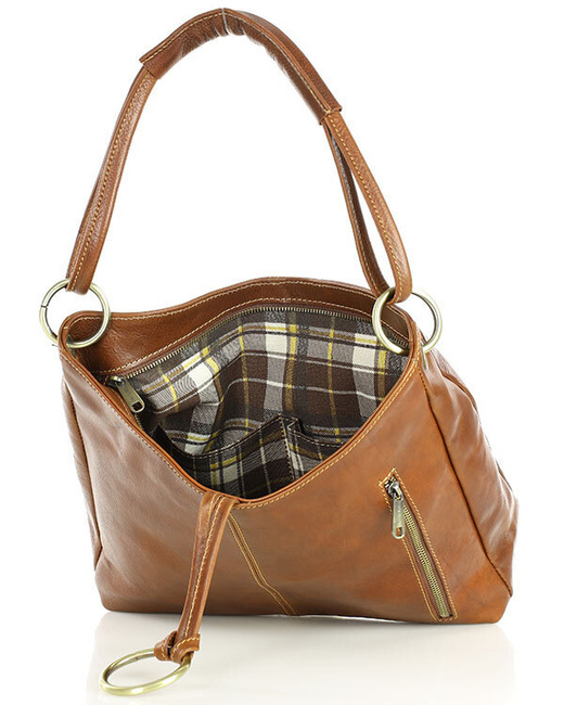 Klasyczna torba skórzana na ramię premium leather - MARCO MAZZINI brązowa