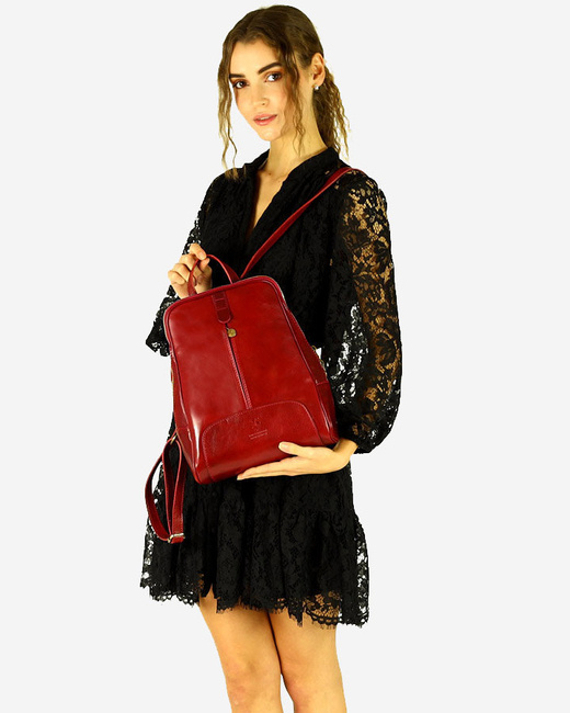 Plecak skórzany włoski MAZZINI - Capri czerwony