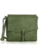 Torebka skórzana listonoszka stylowy minimalizm ala messenger leather bag - MARCO MAZZINI zielona