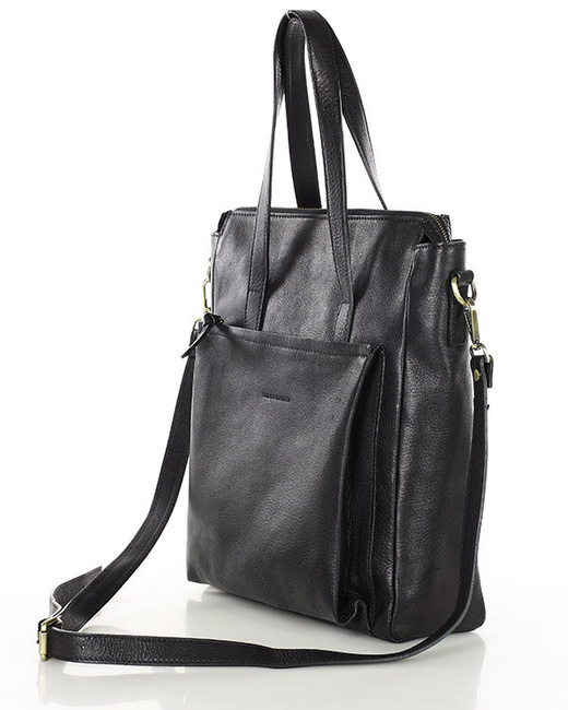 Luksusowa torebka shopperka aktówka skórzana MARCO MAZZINI czarna