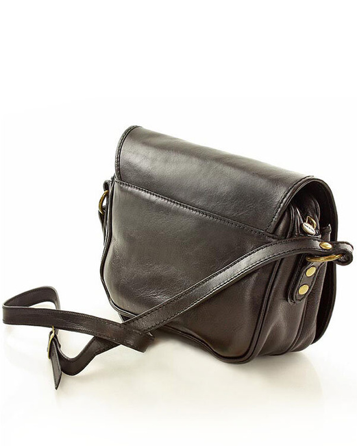 Włoska torebka listonoszka skórzana z klapą MARCO MAZZINI - Alabama Classico czarny