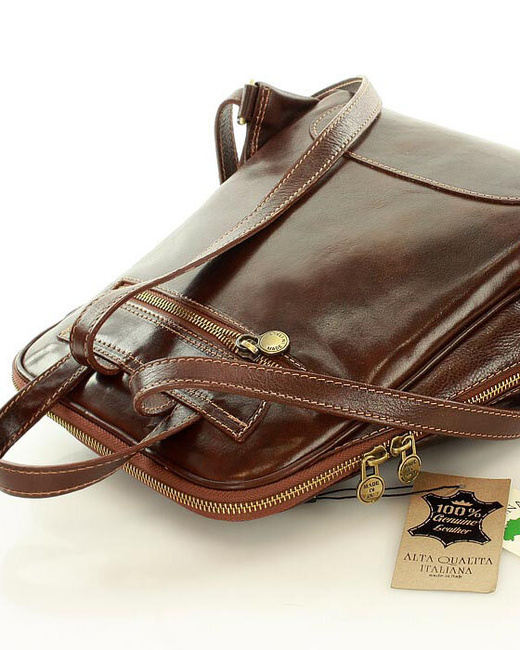 Plecak skórzany włoski MAZZINI - Capri brązowy