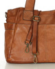 Torebka damska skórzana z kieszeniami na zewnątrz - MARCO MAZZINI brąz camel