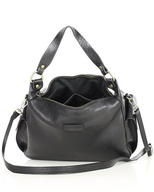 Luksusowa torebka kuferek na ramię skóra naturalna MARCO MAZZINI czarna