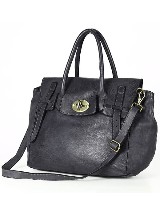 Kultowa torba damska do ręki ze skóry vintage capsule leather bag MARCO MAZZINI czarna