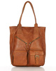 Duża torba shopper z przegródkami skóra naturalna - MARCO MAZZINI brąz camel