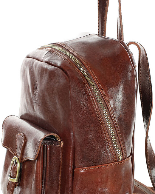 Elegancki plecak damski skórzany premium MARCO MAZZINI brązowy