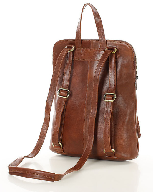 Elegancki plecak damski skórzany premium MARCO MAZZINI brązowy